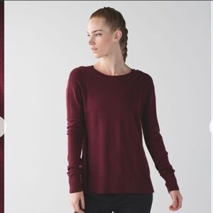 Lululemon Sunset Savasana Womens Sweater Size 10 Burgandy Open Back Pull…